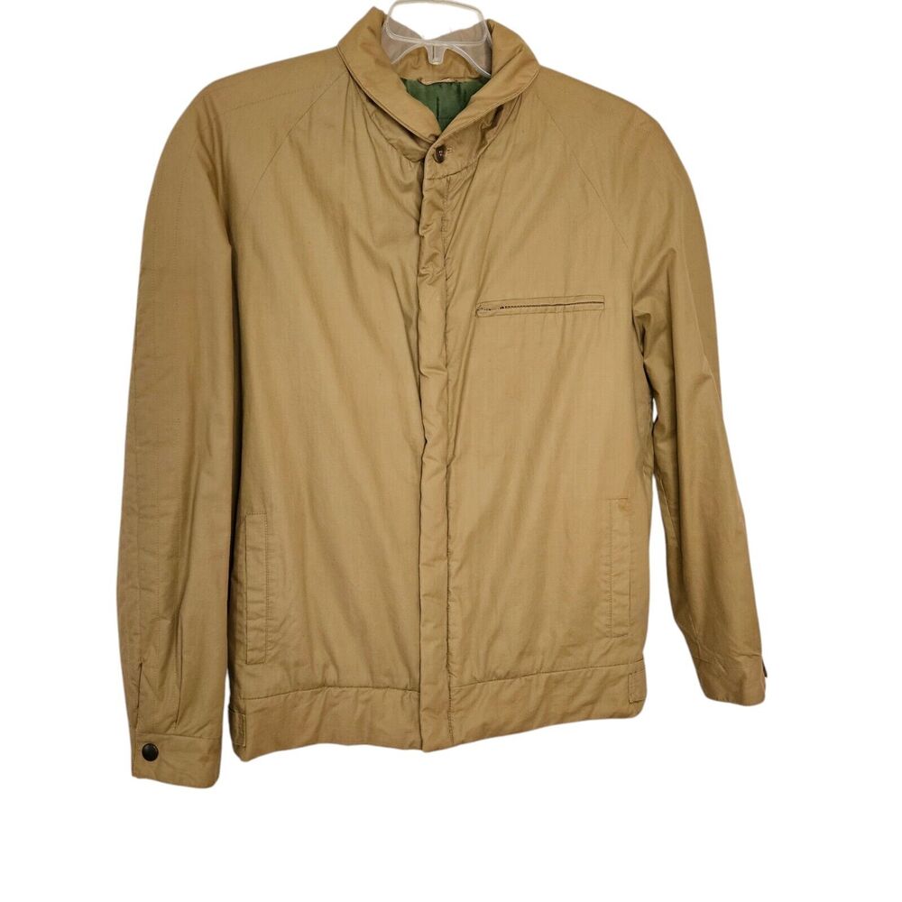 Redaelli Puffed Coat Sz. 50 Made In Italy Vintage/1973 Beige/Green Lined Chore